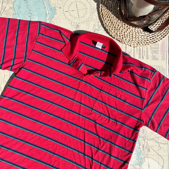 Vintage 90s Grenadier Collared Striped Golf Tee Shirt - Picture 1 of 5